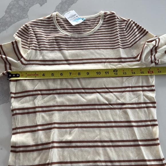 J.McLaughlin Women’s Poet‎ Lightweight Sweater White/Coffee Stripe Cotton XS NEW - Picture 6 of 8